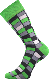Bunte Socken mit Vierecken grun
